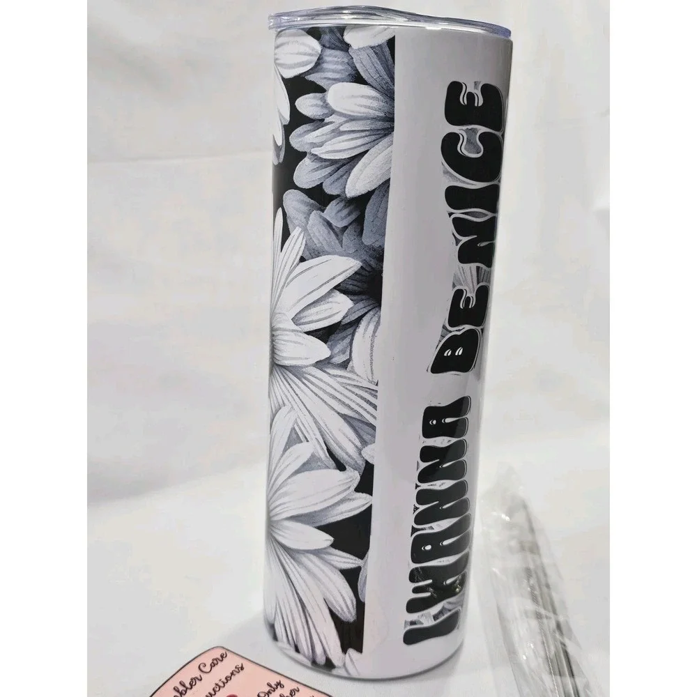 I Wanna Be Nice Flower Black White 20Oz Tumbler‎ Travel Insulated Motivational